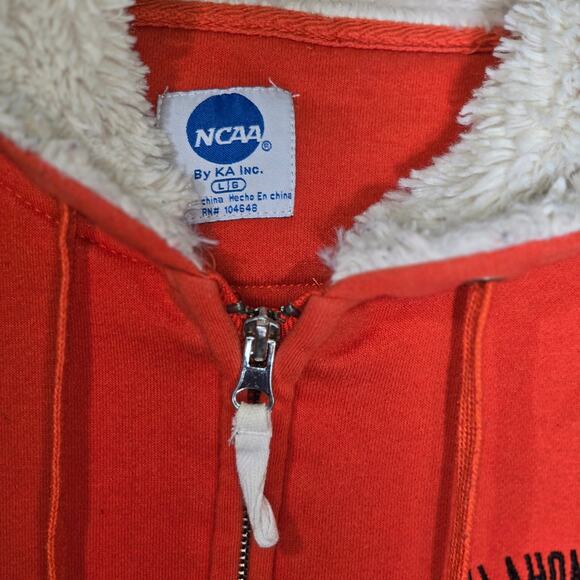 NCAA Oklahoma State University OSU Cowboys Full Zip Hoodie Faux Fur Hood W Large - Picture 3 of 6